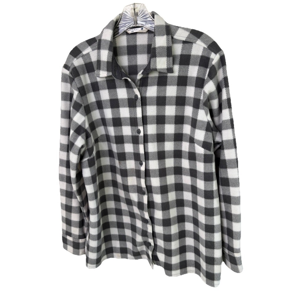 Lee Riders Women's Lg Gray/White Plaid Flannel Button Up Shirt